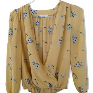 Elodie Women's Yellow Floral Wrap Blouse